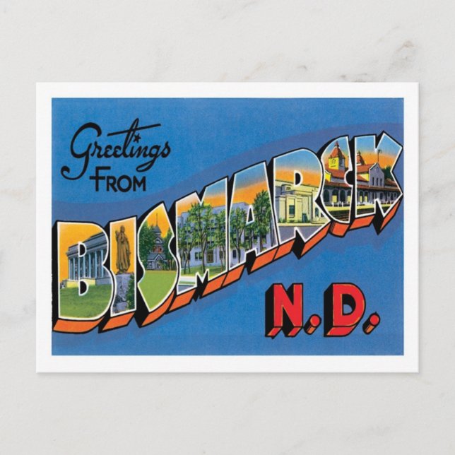 Postal Saludos desde Bismarck Dakota del Norte Ciudad de  (Anverso)