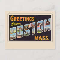 Saludos desde Boston, Mass Carta Grande Vintage