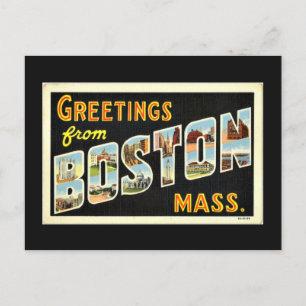 Postal Saludos desde Boston, Misa, Vintage,