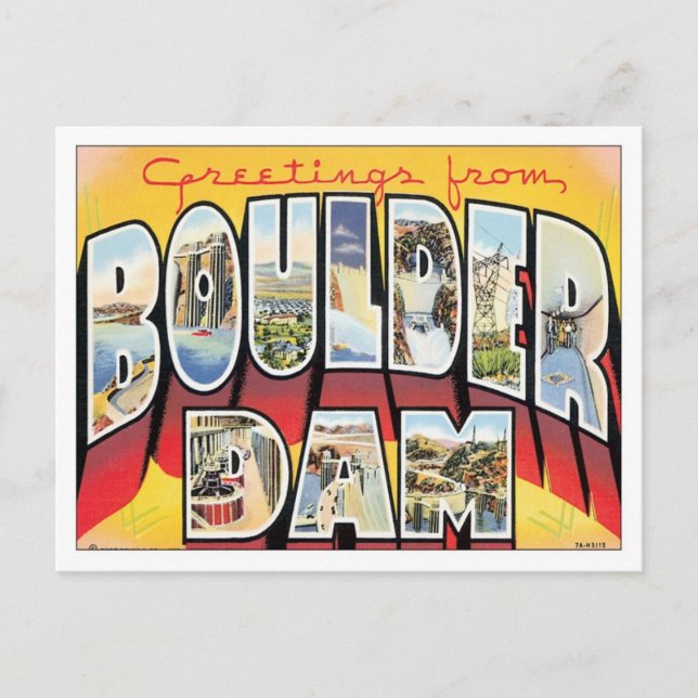 Postal Saludos desde Boulder Dam Nevada (Anverso)