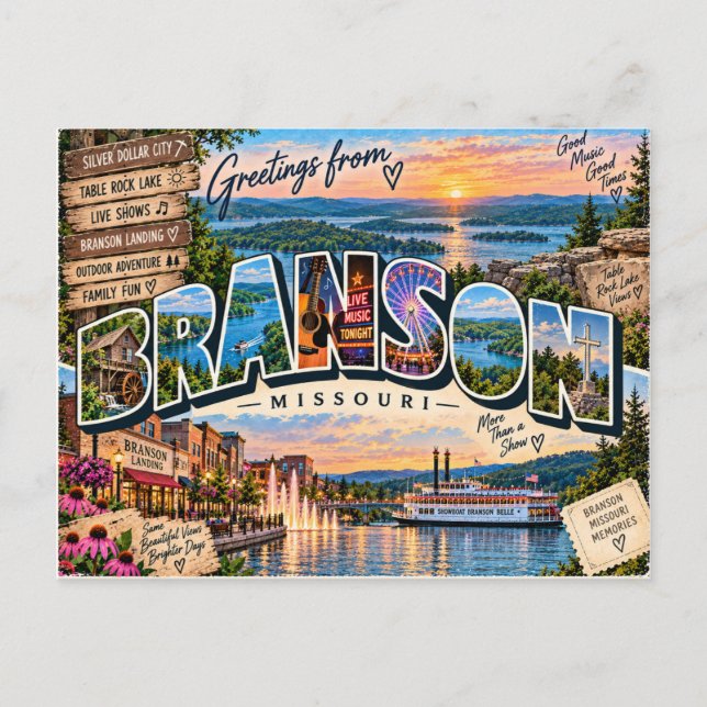 Postal Saludos desde Branson Missouri (Anverso)