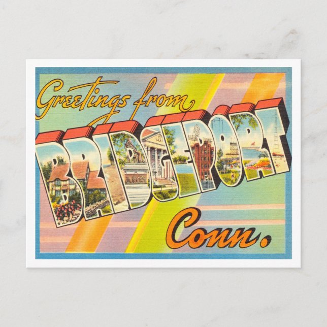 Postal Saludos desde Bridgeport, Connecticut Travel (Anverso)