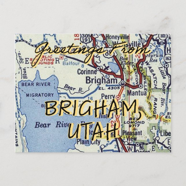 Postal Saludos desde Brigham Utah (Anverso)