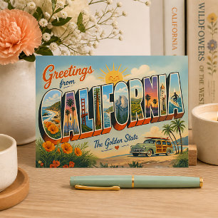 Postal Saludos desde California Retro