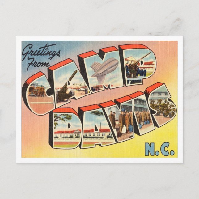 Postal Saludos desde Camp Davis, Carolina del Norte Trave (Anverso)
