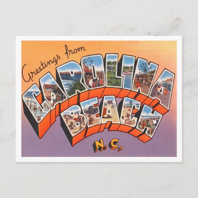 Postal Saludos desde Carolina Beach, Carolina del Norte (Anverso)