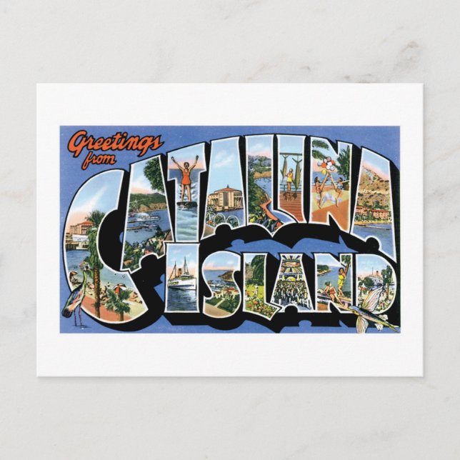 Postal Saludos desde Catalina Island, California Retro (Anverso)