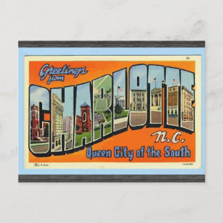 Postal Saludos desde Charlotte N.C., Vintage