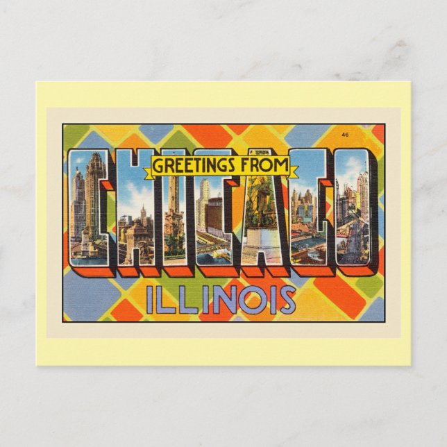 Postal Saludos desde Chicago, Illinois, (Anverso)