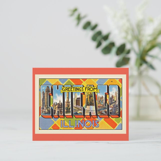 Postal Saludos desde Chicago, Illinois (Anverso de pie)