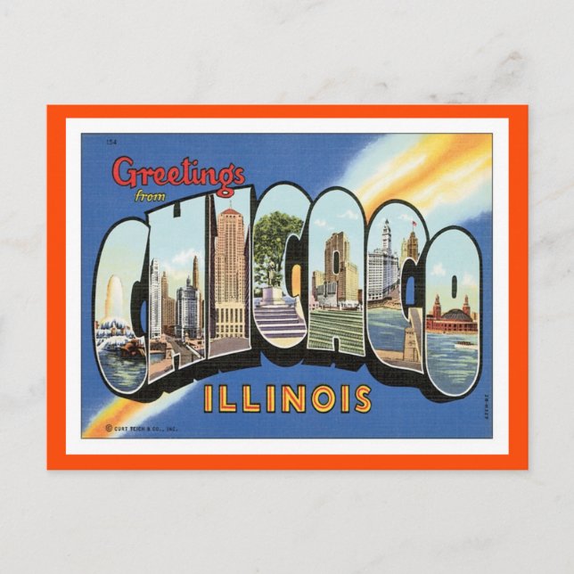 Postal Saludos Desde Chicago Illinois (Anverso)