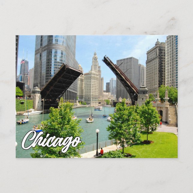 Postal Saludos desde Chicago, Illinois, Estados Unidos (Anverso)