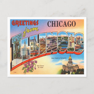 Postal Saludos desde Chicago, Illinois Vintage Travel