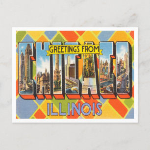 Postal Saludos desde Chicago, Illinois Vintage Travel