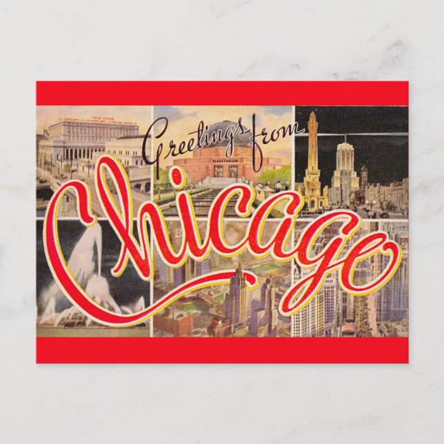 Postal Saludos desde Chicago Vintage Postcard (Anverso)