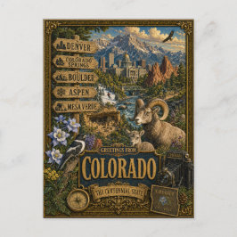 Postal Saludos desde Colorado | Arte Retro Vintage