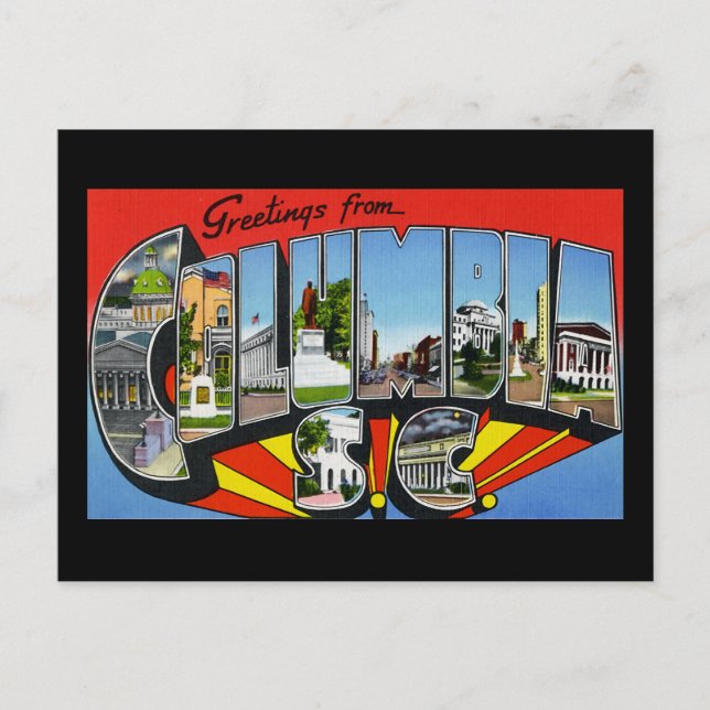 Postal Saludos desde Columbia Carolina del Sur (Anverso)