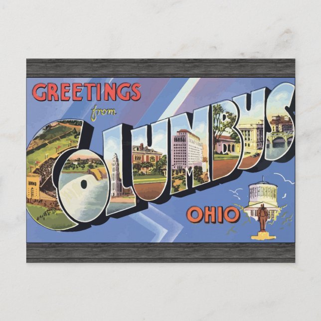 Postal Saludos desde Columbus Ohio, Vintage (Anverso)