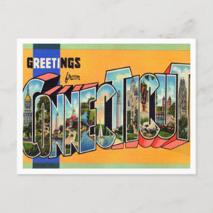 Postal Saludos desde Connecticut Vintage Travel