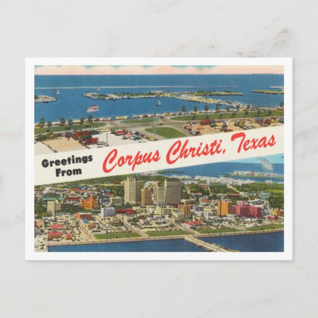 Postal Saludos desde Corpus Christi, Texas Travel (Anverso)