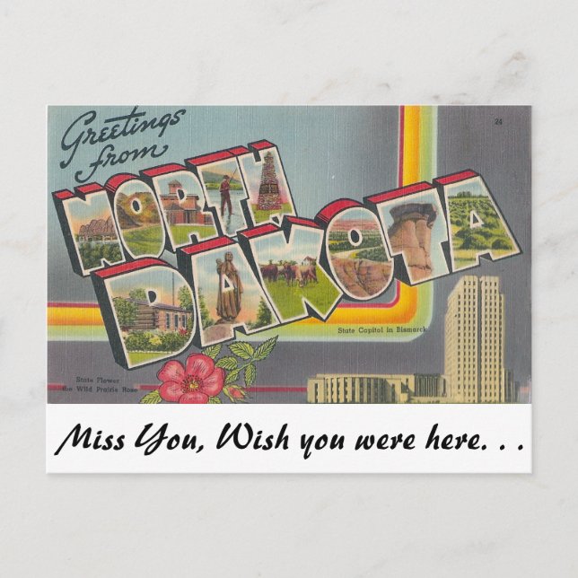 Postal Saludos desde Dakota del Norte (Anverso)