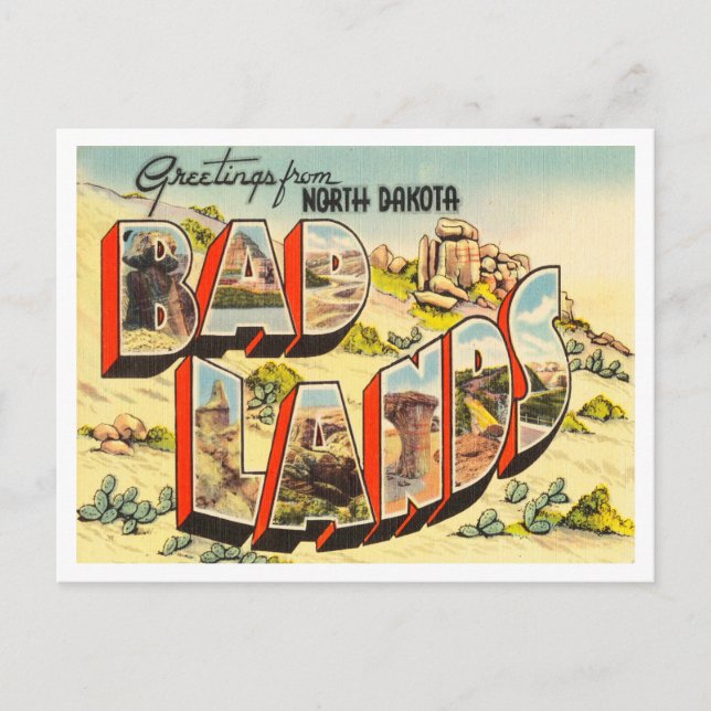 Postal Saludos desde Dakota del Norte, Badlands Travel (Anverso)
