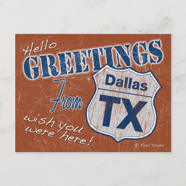 Postal Saludos desde Dallas Texas Postcard (Anverso)