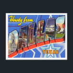 Postal Saludos desde Dallas, Texas Vintage Travel<br><div class="desc">Saludos desde Dallas,  Texas Vintage Travel Postcard</div>