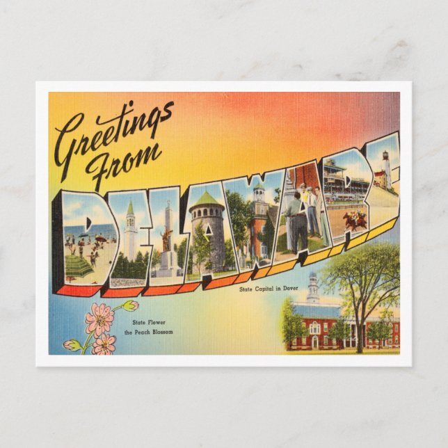 Postal Saludos desde Delaware Vintage Travel (Anverso)
