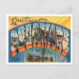 Postal Saludos desde Delaware Vintage Travel