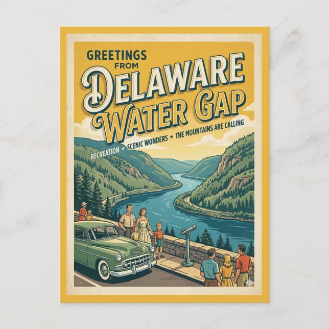 Postal Saludos desde Delaware Water Gap Retro  (Anverso)