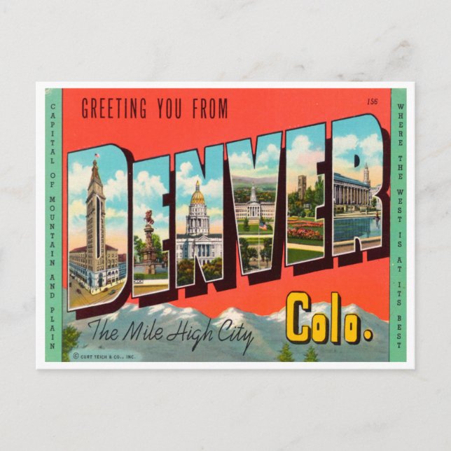 Postal Saludos desde Denver, el distrito de Mile High Cit (Anverso)
