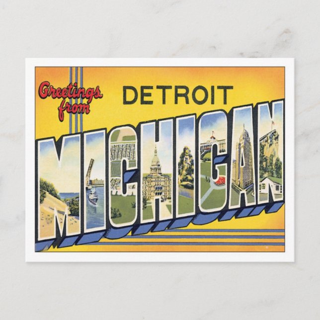 Postal Saludos Desde Detroit Michigan (Anverso)