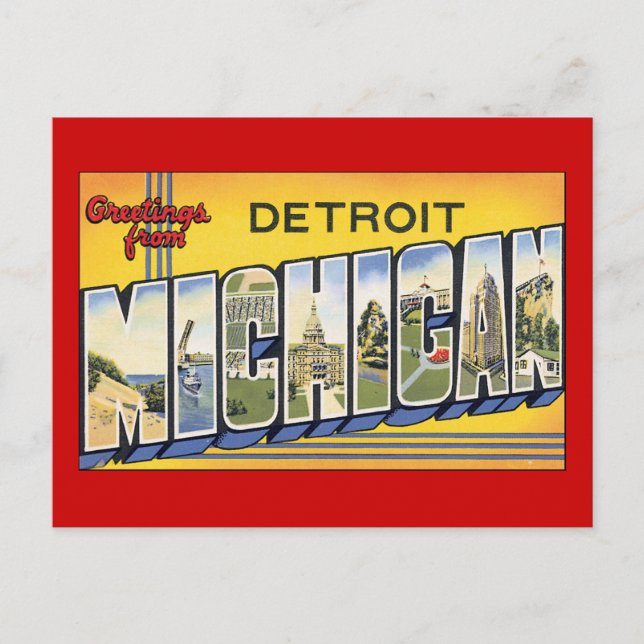 Postal Saludos desde Detroit Michigan (Anverso)