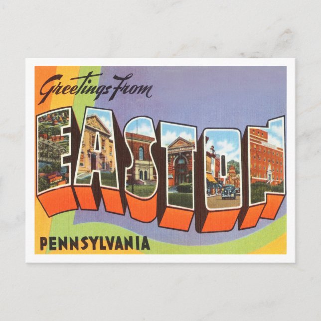 Postal Saludos desde Easton, Pennsylvania Vintage Travel (Anverso)