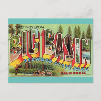 Postal Saludos desde el arte vintage de Big Basin Califor