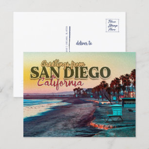Postal Saludos desde el atardecer de San Diego Ca Waterco