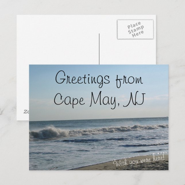 Postal Saludos desde el Cabo de Mayo, NJ (Anverso / Reverso)
