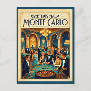 Postal Saludos desde el Casino de Montecarlo Vintage