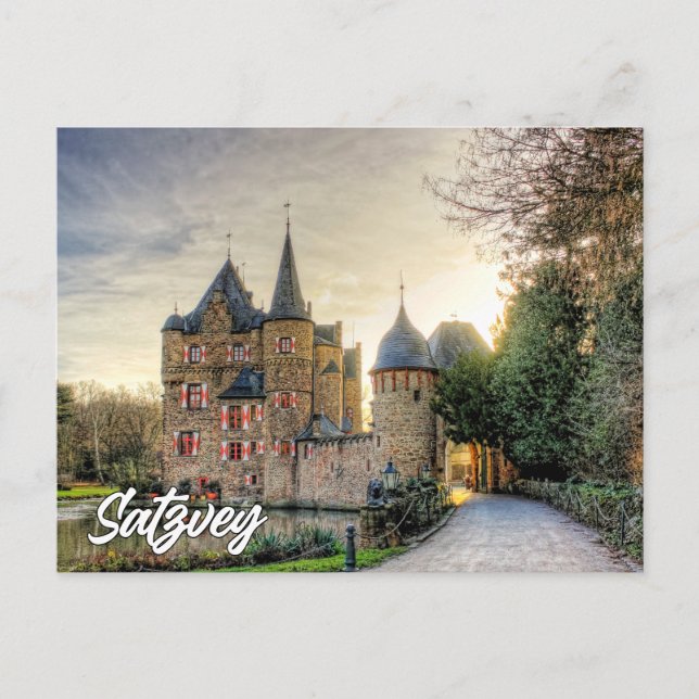 Postal Saludos desde el castillo de Satzvey, Alemania (Anverso)