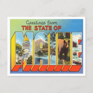 Postal Saludos desde el estado de Maine Vintage Travel