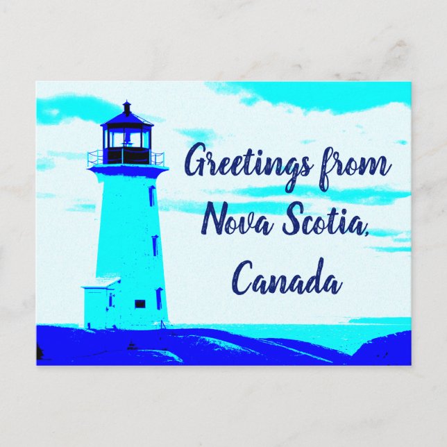 Postal Saludos desde el faro canadiense de Nueva Escocia (Anverso)