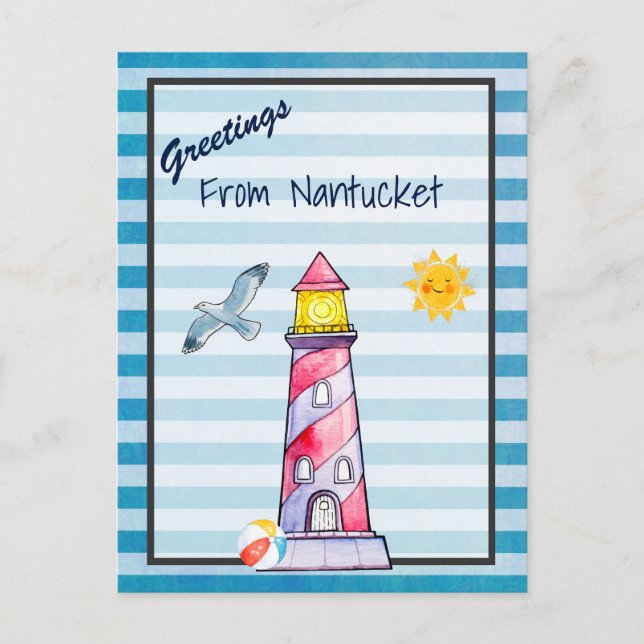 Postal Saludos desde el faro de Nantucket (Anverso)