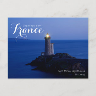 Postal Saludos desde el faro Petit Minou de Francia