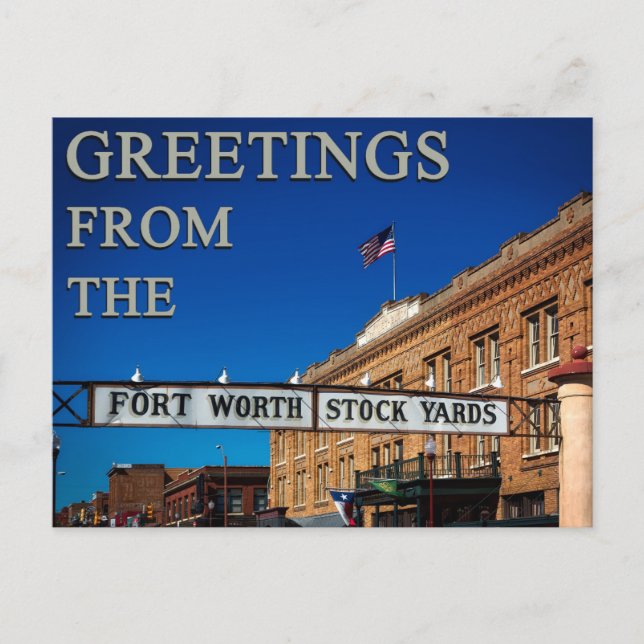 Postal Saludos desde el Fort Worth Stockyards Diversión T (Anverso)