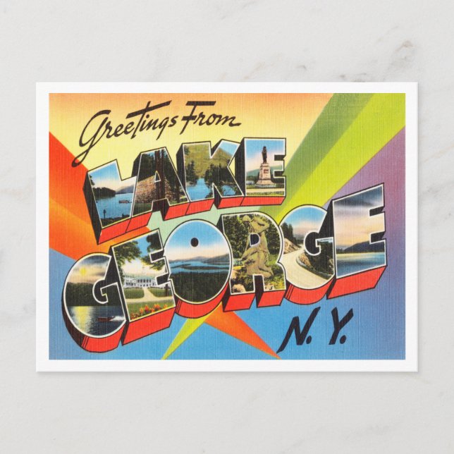 Postal Saludos desde el lago George, Viajes de Nueva York (Anverso)