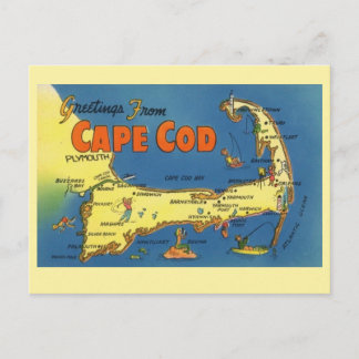Postal Saludos desde el mapa de Cape Cod