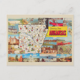Postal Saludos desde el Mapa de Vintage de Arkansas y fot
