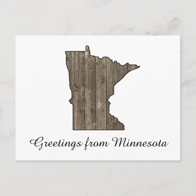 Postal Saludos desde el país de Minnesota: Madera Rústica (Anverso)