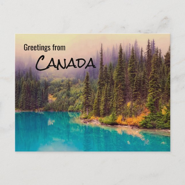 Postal Saludos desde el paisaje rústico de Canadá (Anverso)
